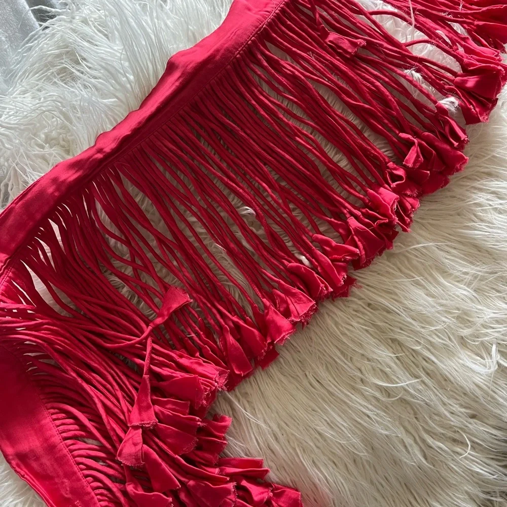 UNIQUE Indian bohemian peachy orange Fringe BELT!! - Picture 3 of 4